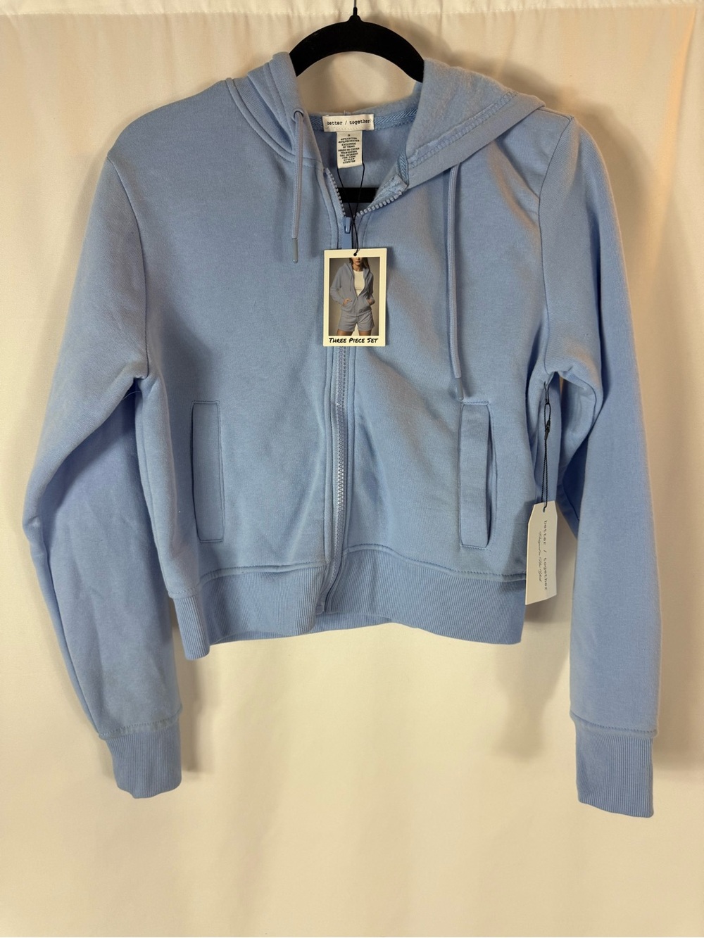 NWT better together Light Blue Zip-Up Hoodie Jacket - Casual Hooded Puffer